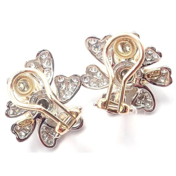 Tiffany & Co Schlumberger Cones And Petals 18k Gold Platinum Diamond Earrings - Picture 8 of 12